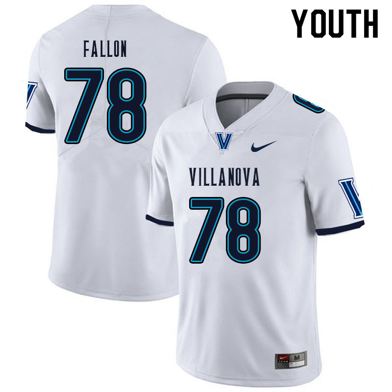 Youth #78 Peter Fallon Villanova Wildcats College Football Jerseys Sale-White - Click Image to Close
